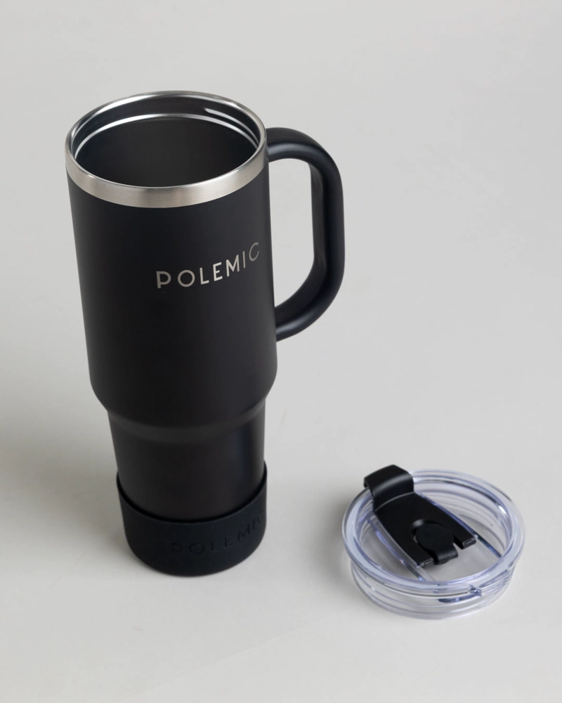 MUG TERMICO VASO FRIO CALOR 1200ML NEGRO POLEMIC - 3