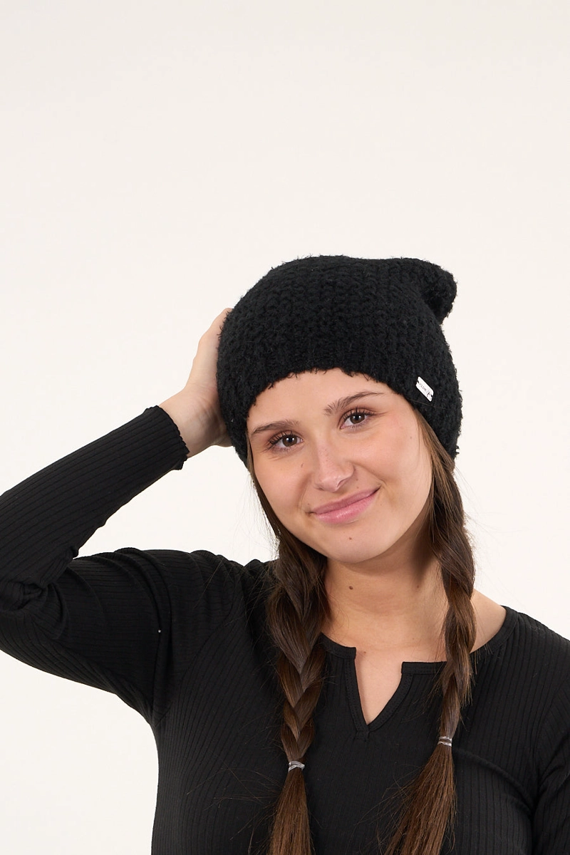 GORRO DE LANA MUJER TEJIDO RELAJADO NEGRO POLEMIC - 1