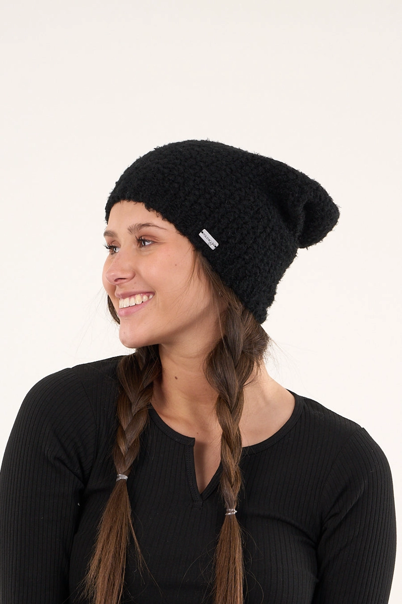 GORRO DE LANA MUJER TEJIDO RELAJADO NEGRO POLEMIC - 2