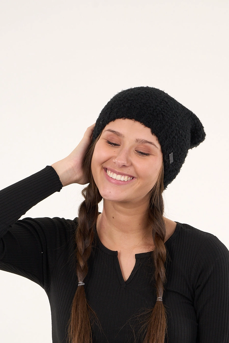 GORRO DE LANA MUJER TEJIDO RELAJADO NEGRO POLEMIC - 4