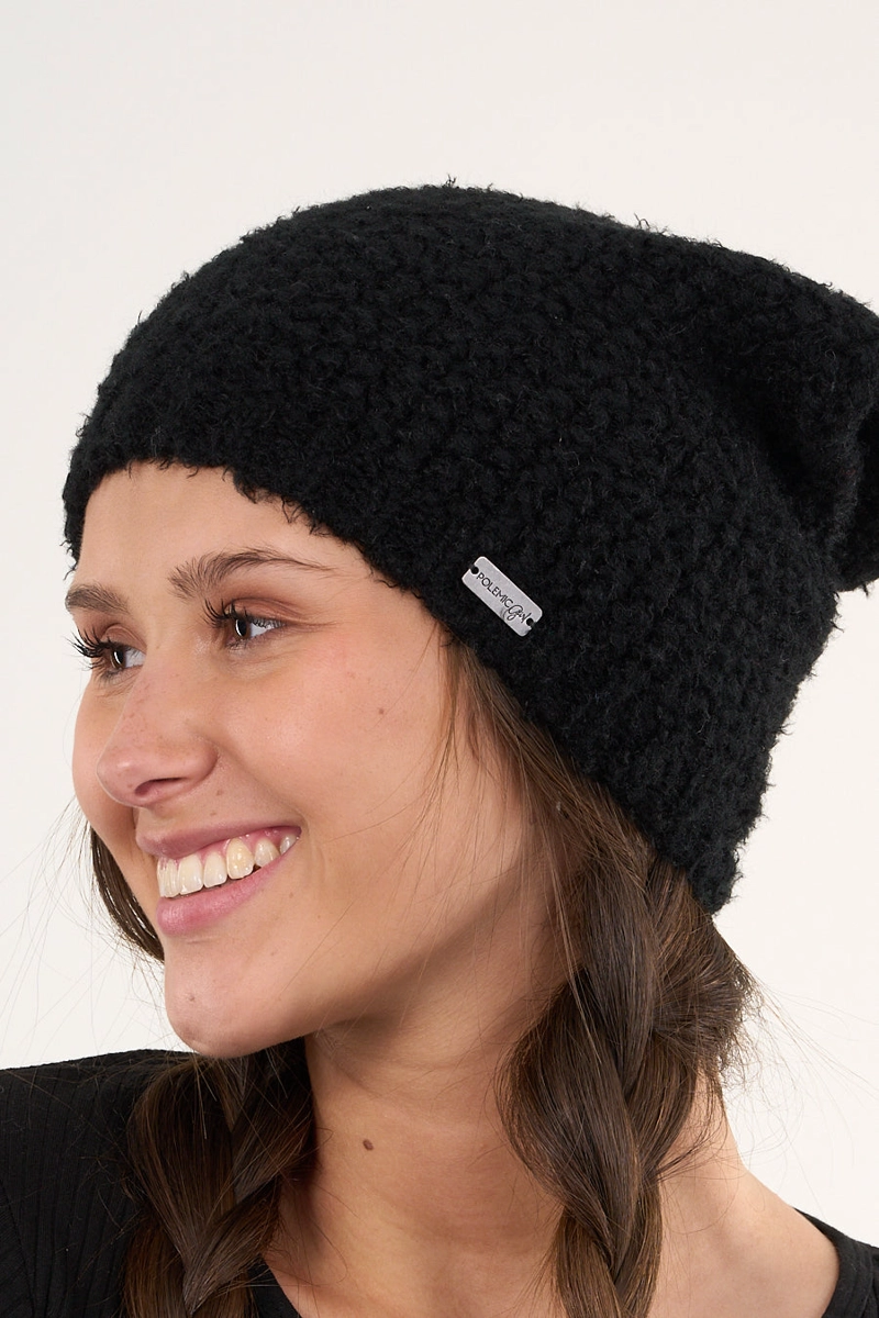 GORRO DE LANA MUJER TEJIDO RELAJADO NEGRO POLEMIC - 5