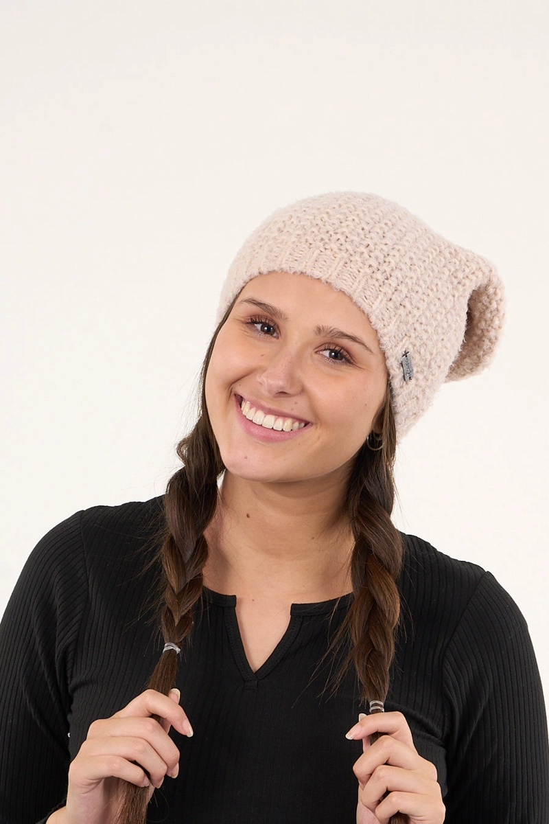 GORRO DE LANA MUJER TEJIDO RELAJADO CRUDO POLEMIC - 2