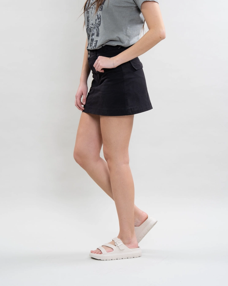 FALDA DE GABARDINA STRETCH NEGRO POLEMIC - 1