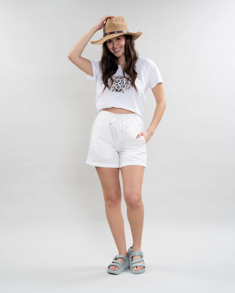SHORT MUJER TENCEL PRETINA ELASTICADA BLANCO POLEMIC - 2