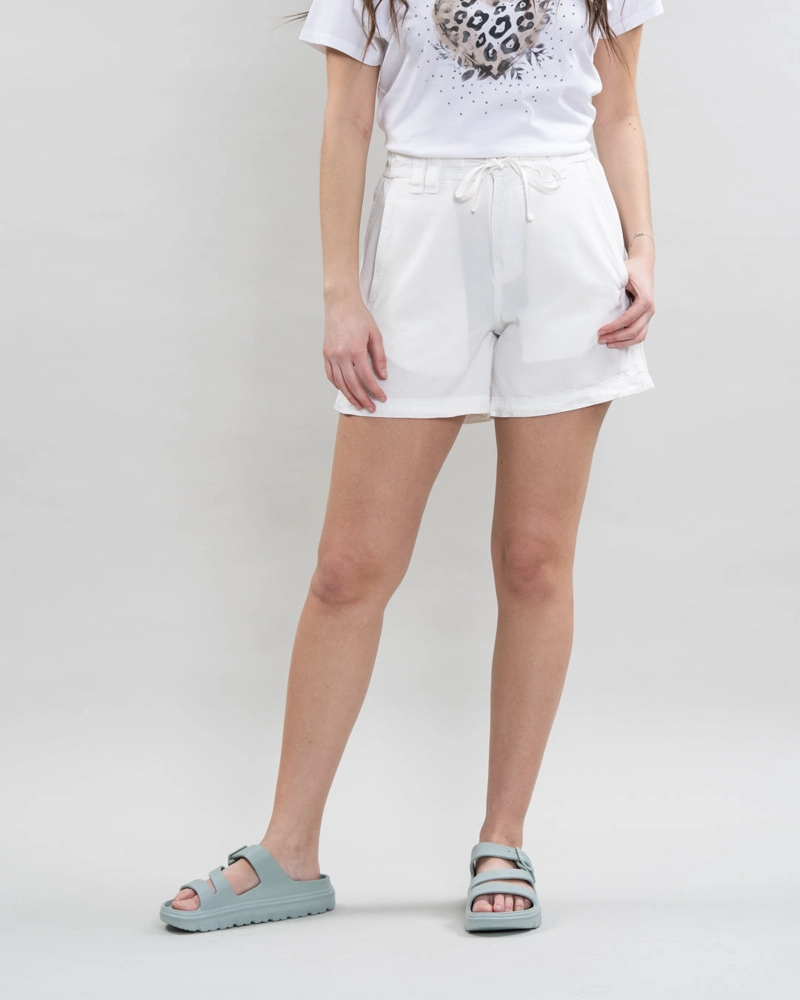 SHORT MUJER TENCEL PRETINA ELASTICADA BLANCO POLEMIC - 4