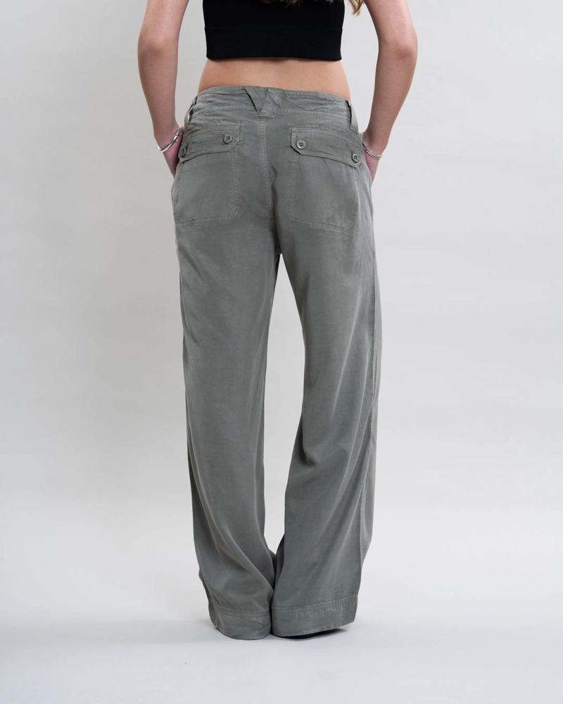 PANTALON TENCEL MUJER CORTE RECTO VERDE POLEMIC - 3