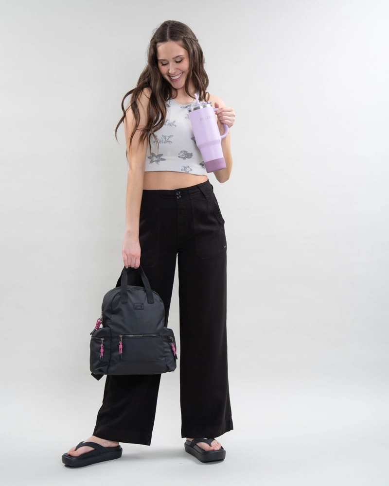 PANTALON TENCEL MUJER CORTE RECTO NEGRO POLEMIC - 2