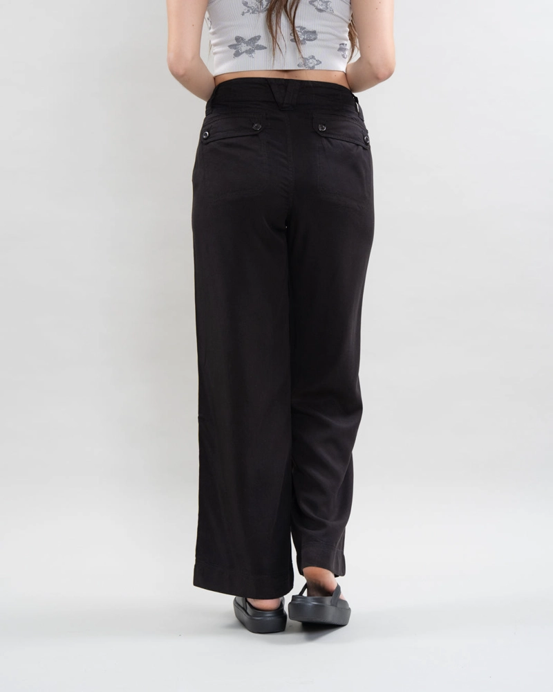 PANTALON TENCEL MUJER CORTE RECTO NEGRO POLEMIC - 4