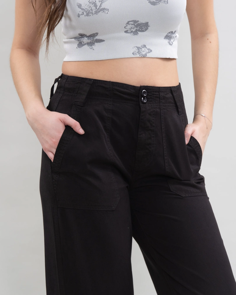 PANTALON TENCEL MUJER CORTE RECTO NEGRO POLEMIC - 5