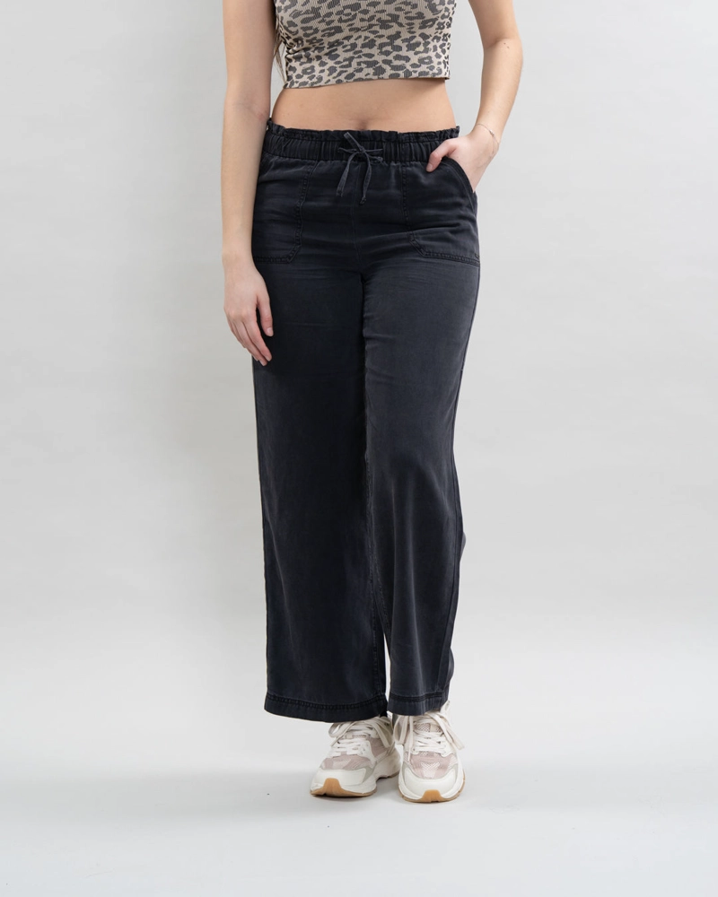 PANTALON TENCEL CINTURA ELASTICADA NEGRO POLEMIC - 3