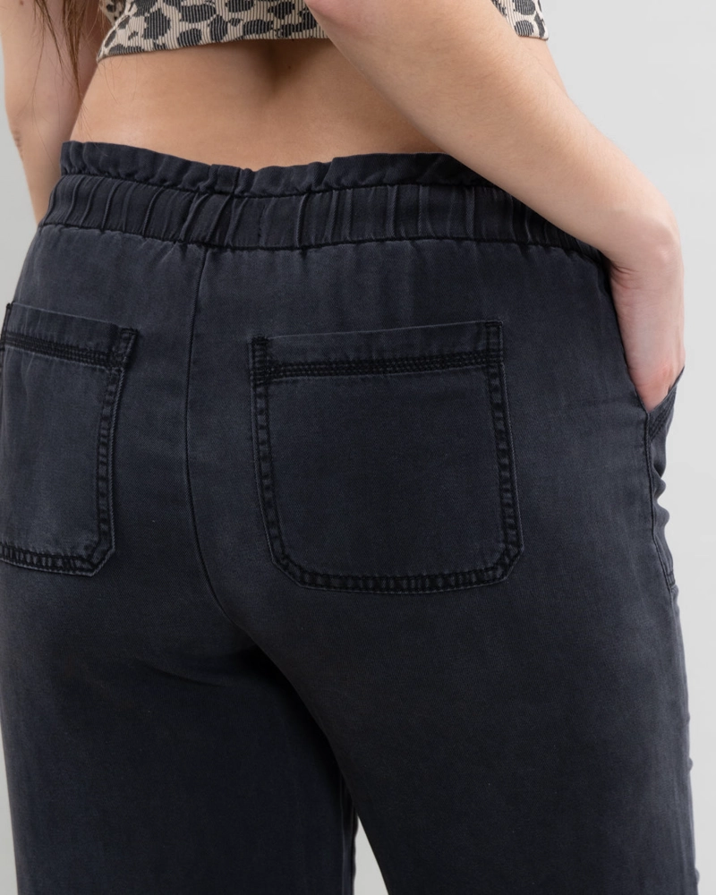 PANTALON TENCEL CINTURA ELASTICADA NEGRO POLEMIC - 5