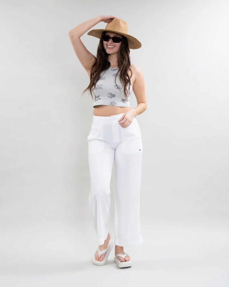 PANTALON TENCEL MUJER CORTE RECTO BLANCO POLEMIC - 2