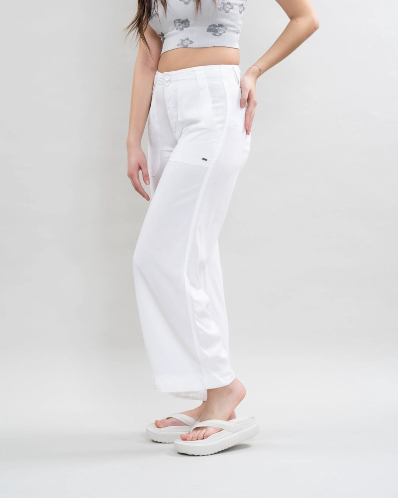 PANTALON TENCEL MUJER CORTE RECTO BLANCO POLEMIC - 3