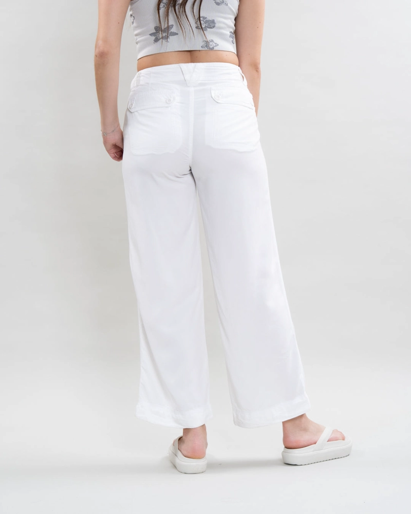 PANTALON TENCEL MUJER CORTE RECTO BLANCO POLEMIC - 4