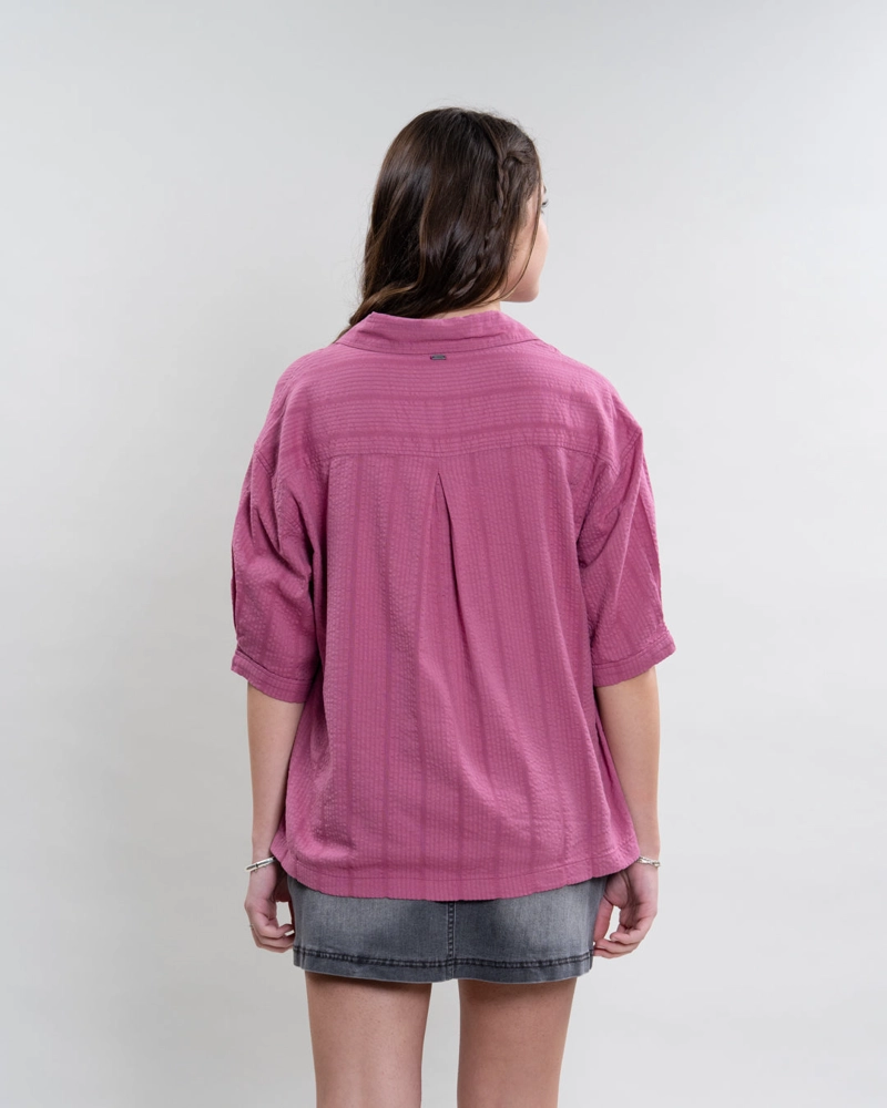 BLUSA MUJER CUELLO CAMISERO BORGOÑA POLEMIC - 4