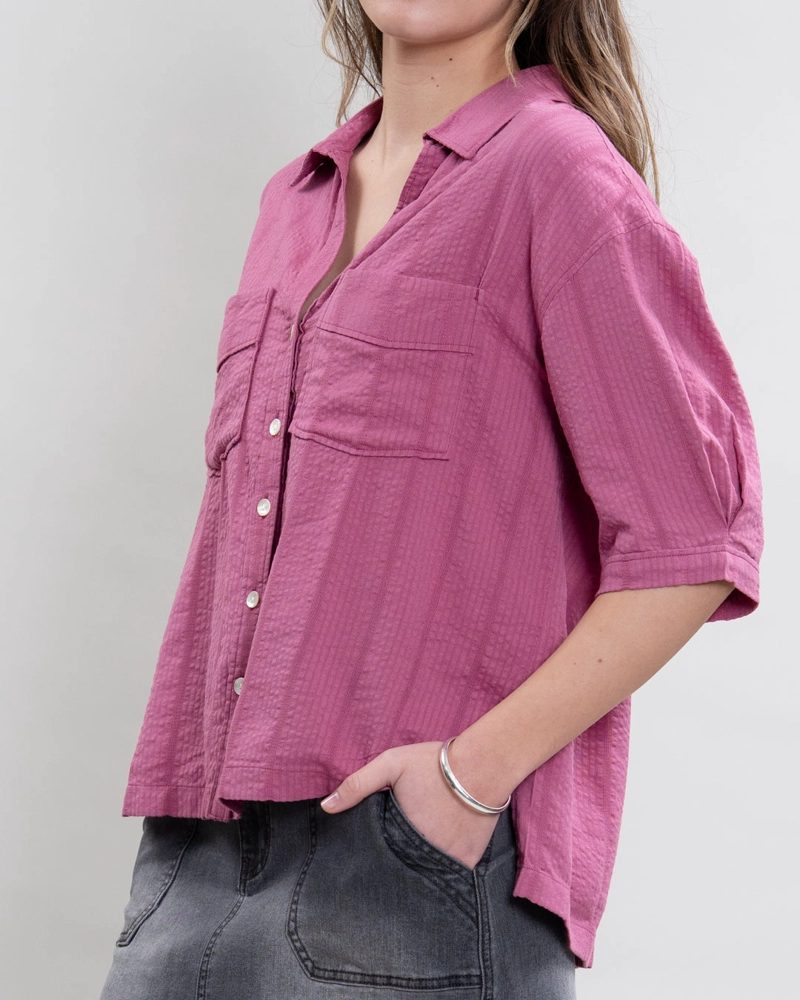 BLUSA MUJER CUELLO CAMISERO BORGOÑA POLEMIC - 5