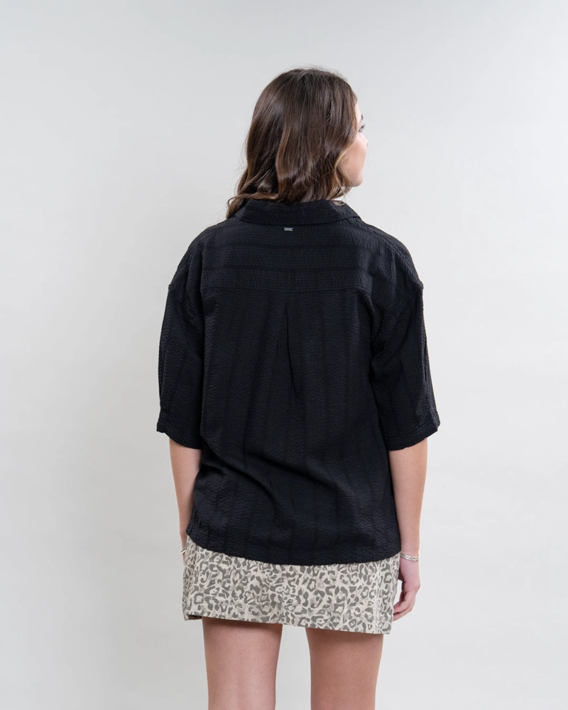 BLUSA MUJER CUELLO CAMISERO NEGRO POLEMIC - 4