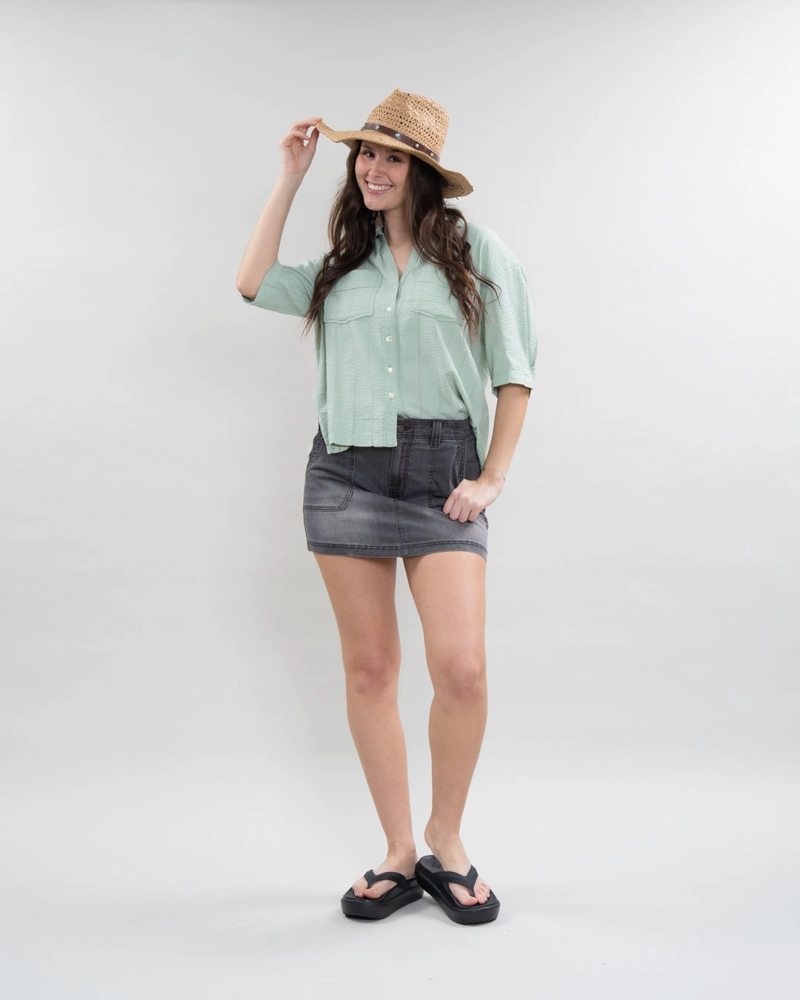 BLUSA MUJER CUELLO CAMISERO VERDE POLEMIC - 2