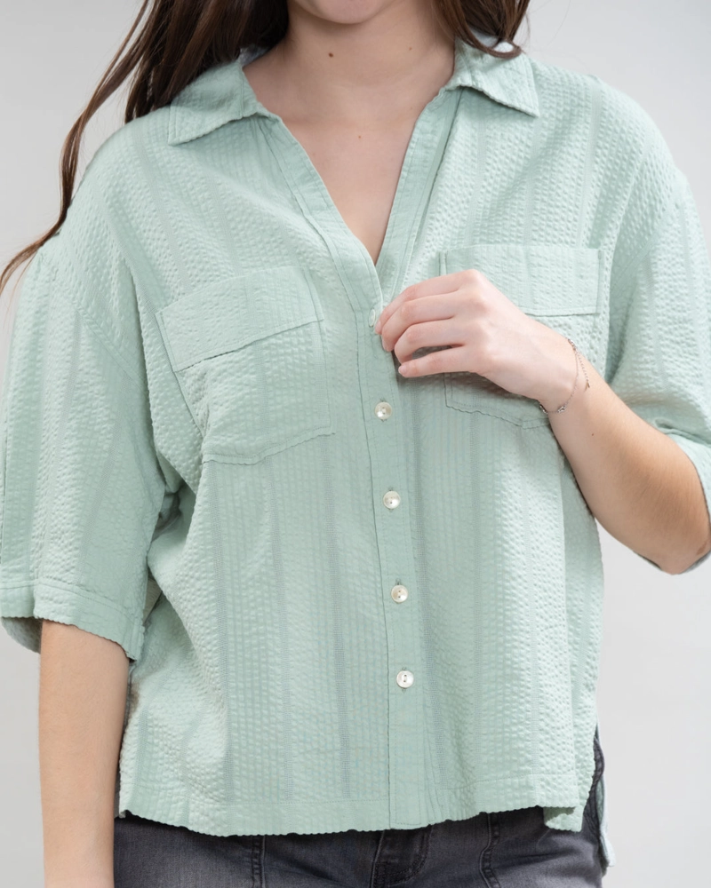 BLUSA MUJER CUELLO CAMISERO VERDE POLEMIC - 3