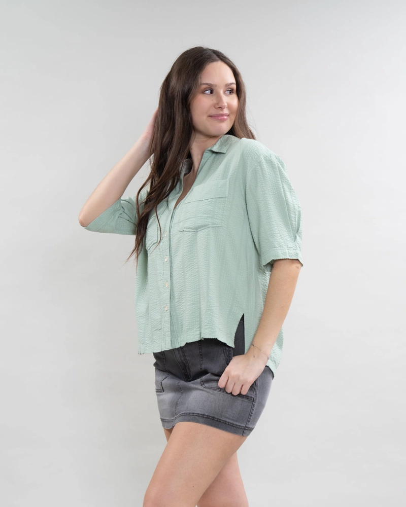 BLUSA MUJER CUELLO CAMISERO VERDE POLEMIC - 4