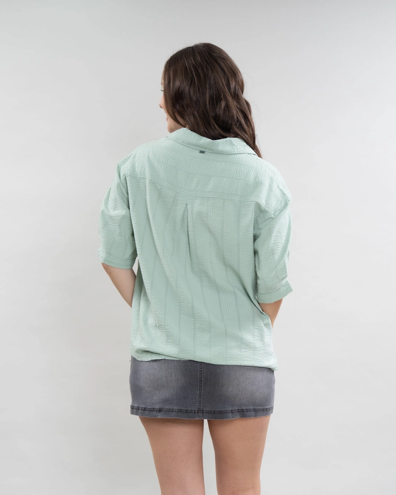 BLUSA MUJER CUELLO CAMISERO VERDE POLEMIC - 5