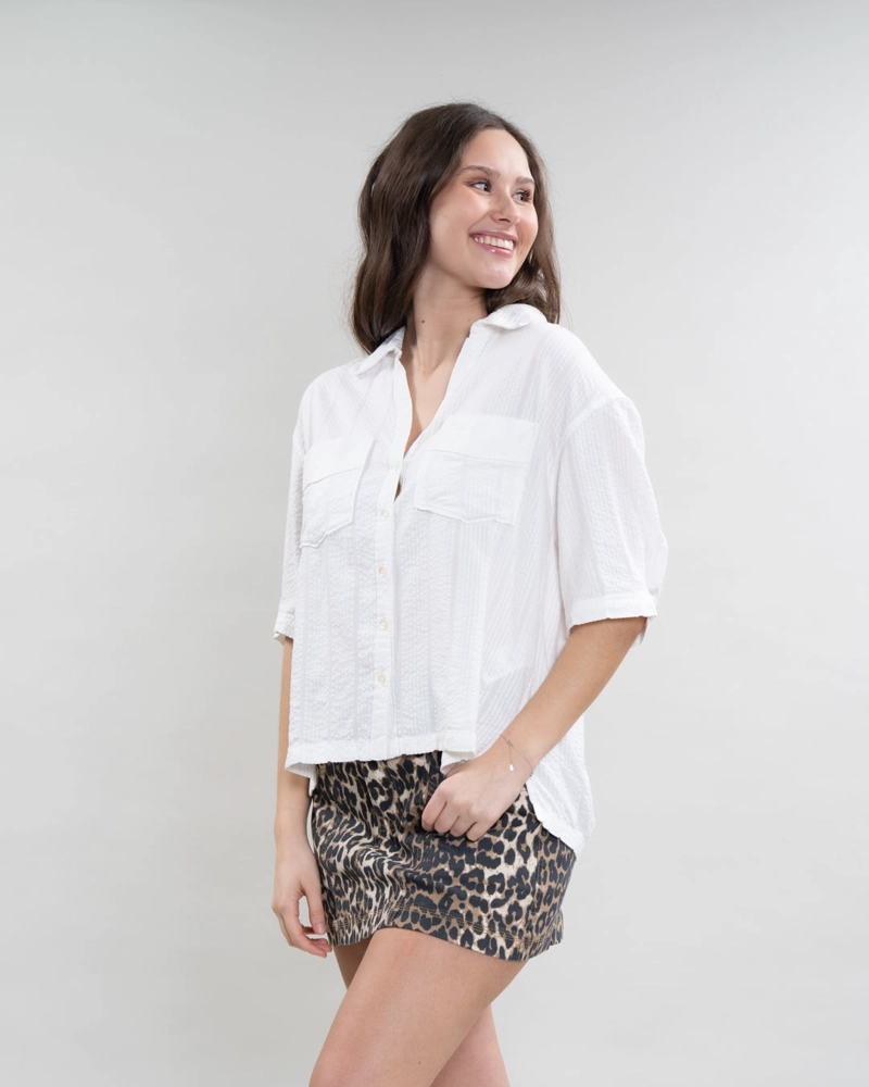 BLUSA MUJER CUELLO CAMISERO BLANCO POLEMIC - 5