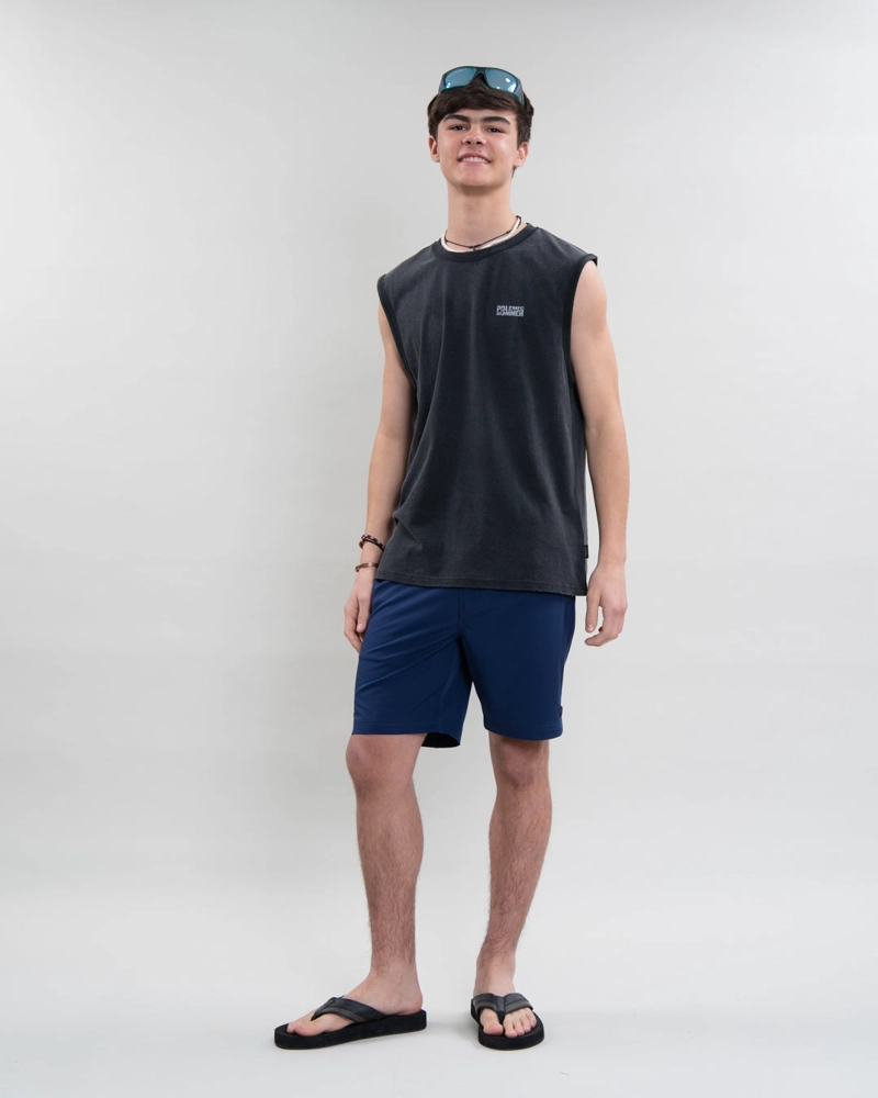 TRAJE DE BAÑO JUVENIL PRETINA ELASTICADA CASTOR AZUL POLEMIC - 2
