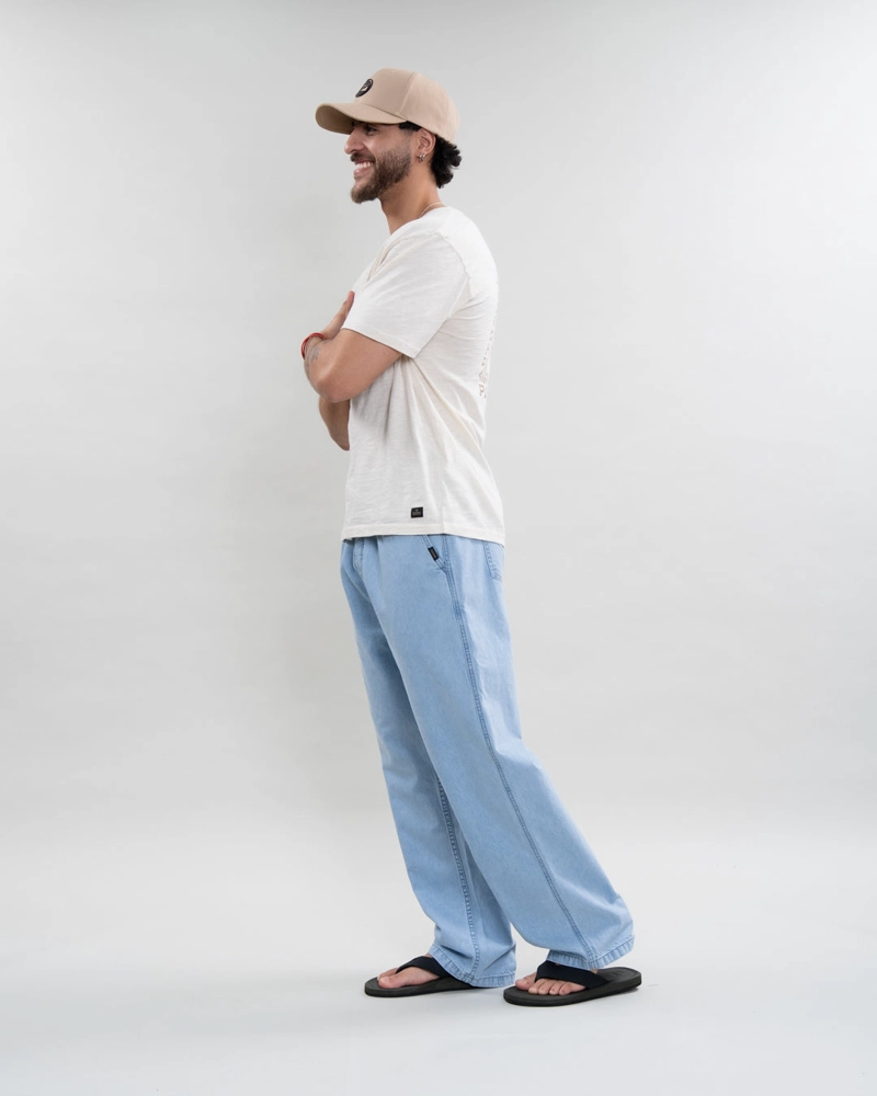 PANTALON JEANS HOMBRE DENIM RELAX CELESTE POLEMIC - 1