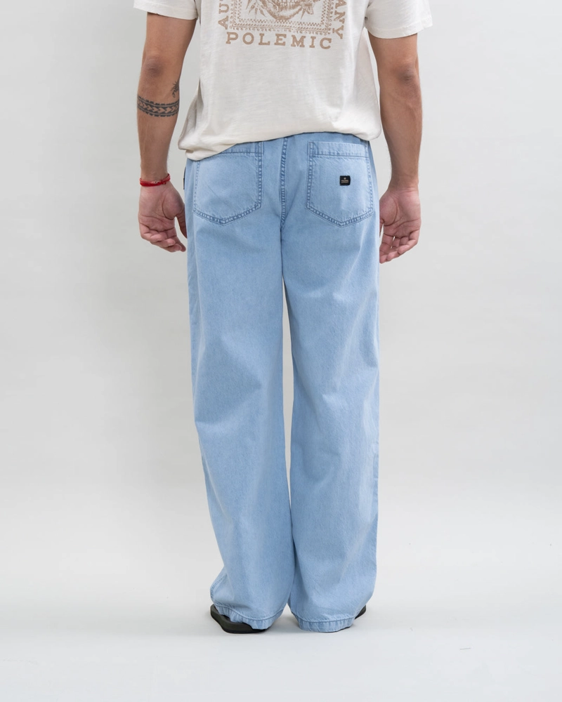 PANTALON JEANS HOMBRE DENIM RELAX CELESTE POLEMIC - 4