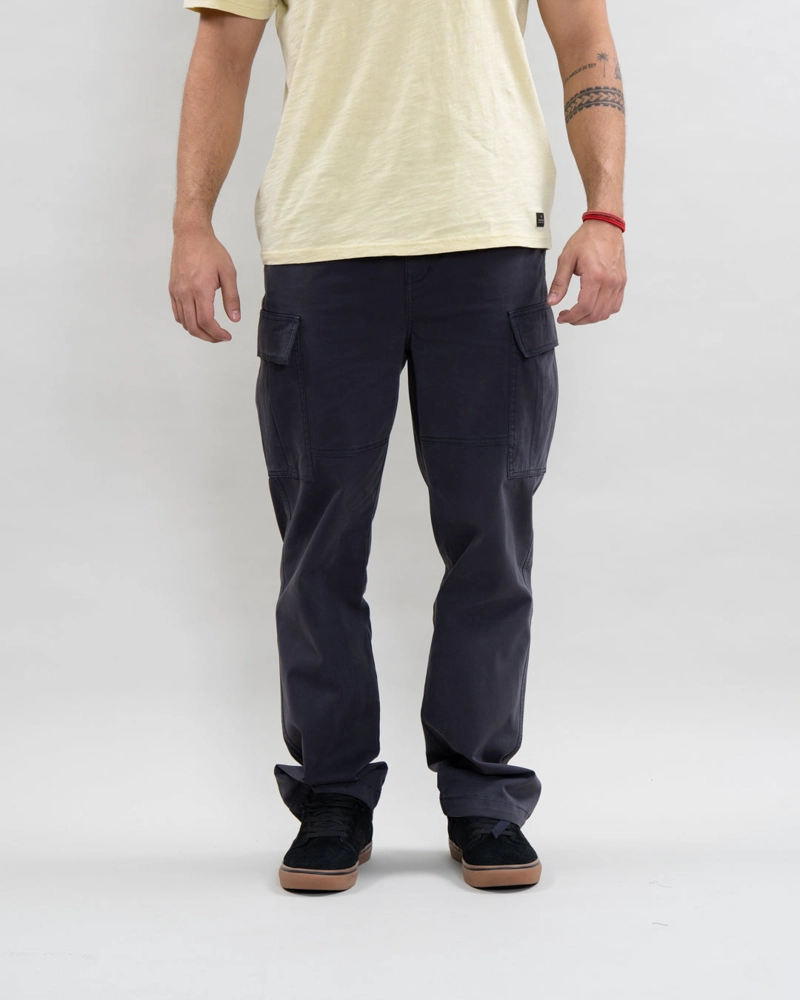 PANTALON CARGO HOMBRE TWILL PROCESADO AZUL POLEMIC - 1