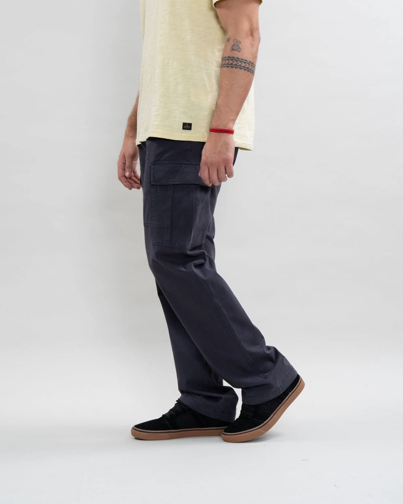 PANTALON CARGO HOMBRE TWILL PROCESADO AZUL POLEMIC - 2