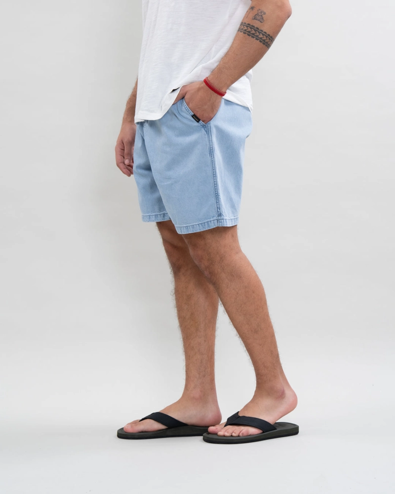 BERMUDA DENIM PRETINA ELASTICADA CELESTE POLEMIC - 3