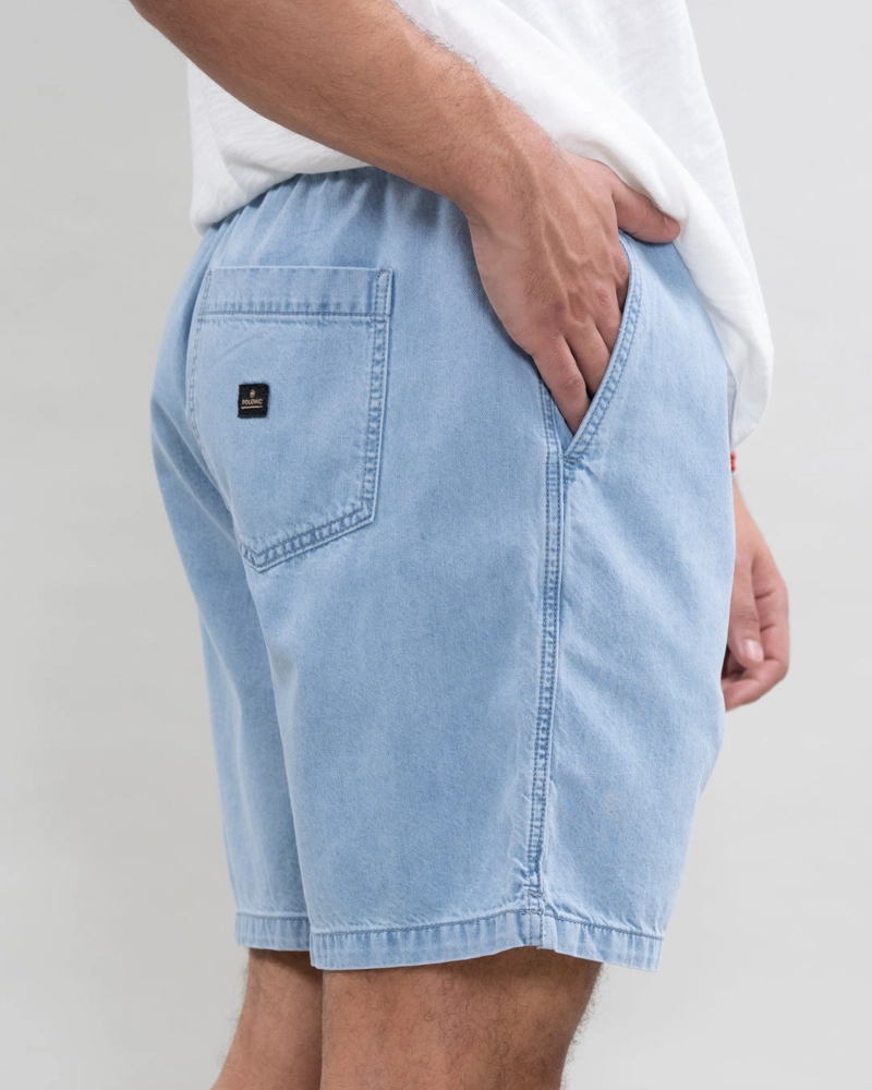 BERMUDA DENIM PRETINA ELASTICADA CELESTE POLEMIC - 5