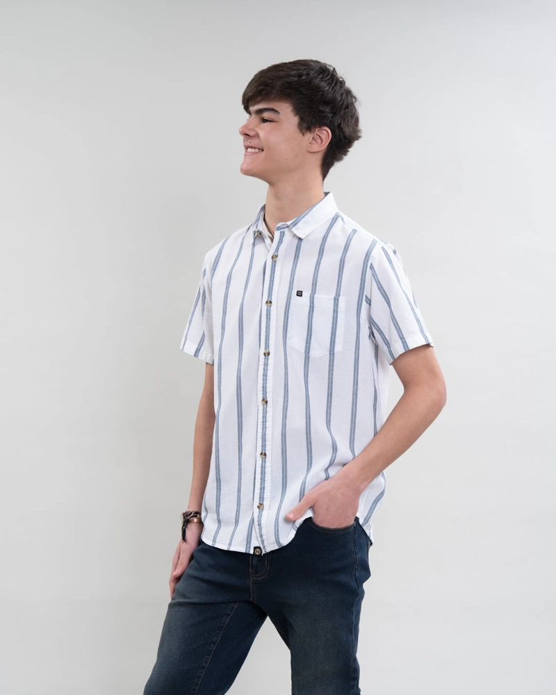 CAMISA MANGA CORTA A RAYAS ALGODON YV5389 POLEMIC - 4