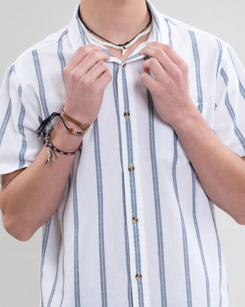 CAMISA MANGA CORTA A RAYAS ALGODON YV5389 POLEMIC - 5