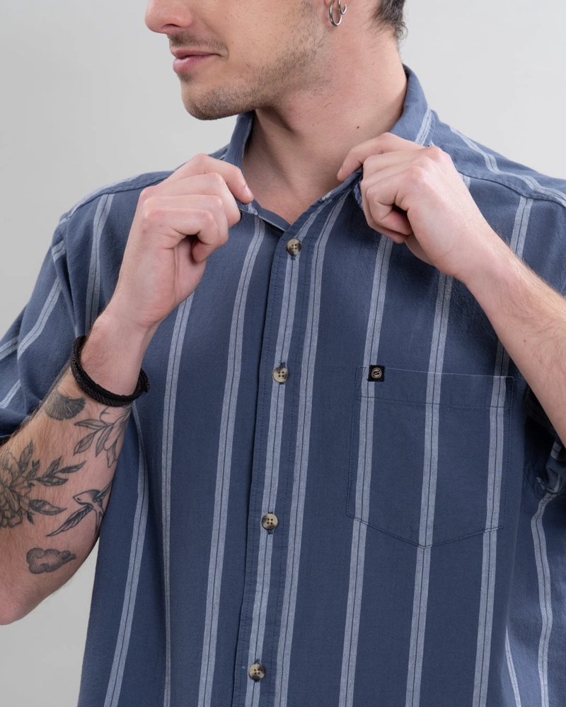 CAMISA MANGA CORTA A RAYAS ALGODON YV5789 POLEMIC - 3