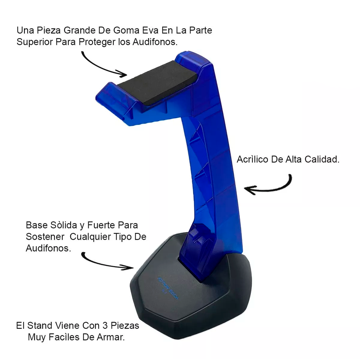 SET AUDÍFONOS GAMER KOTION EACH HEADSET + STAND AZUL - 3