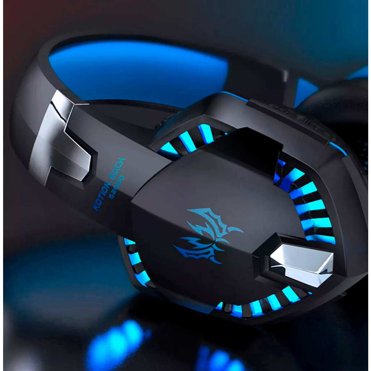 SET AUDÍFONOS GAMER KOTION EACH HEADSET + STAND AZUL - 6