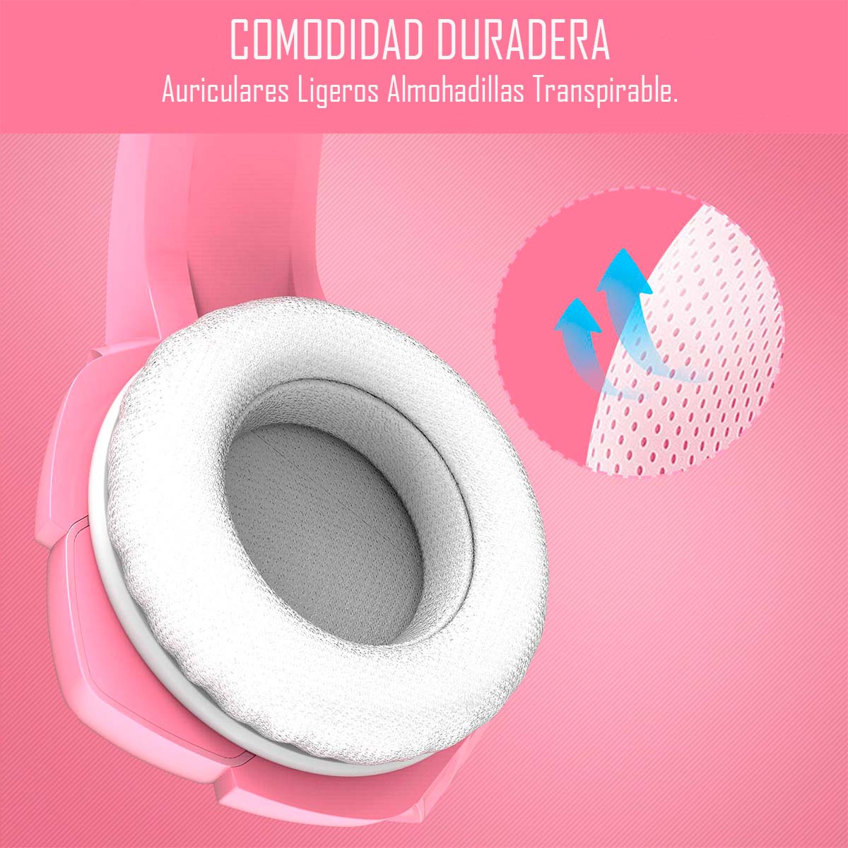 AUDÍFONOS GAMER ONIKUMA HEADSET K5 PC PS4 ROSA - 6