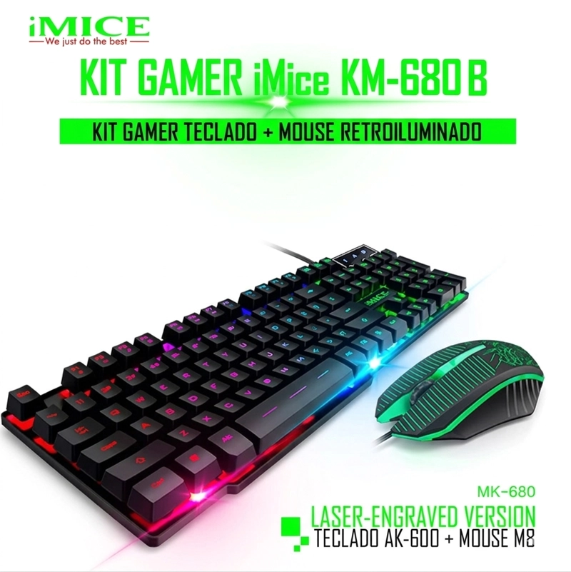 KIT GAMER ANDROID / IOS / MAC OS / WINDOWS IMICE PREMIUM KM-680 MOUSE + TECLADO - 2