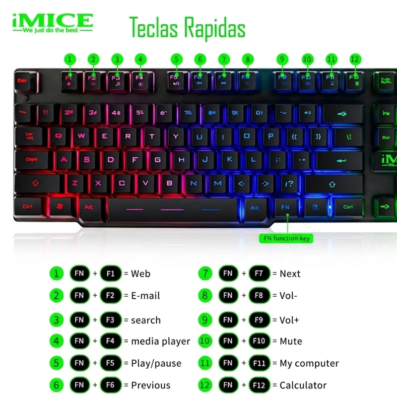 KIT GAMER ANDROID / IOS / MAC OS / WINDOWS IMICE PREMIUM KM-680 MOUSE + TECLADO - 4