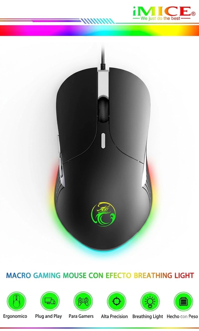 MOUSE IMICE GAMER PREMIUM X6 3200 DPI RETROILUMINADO - 3