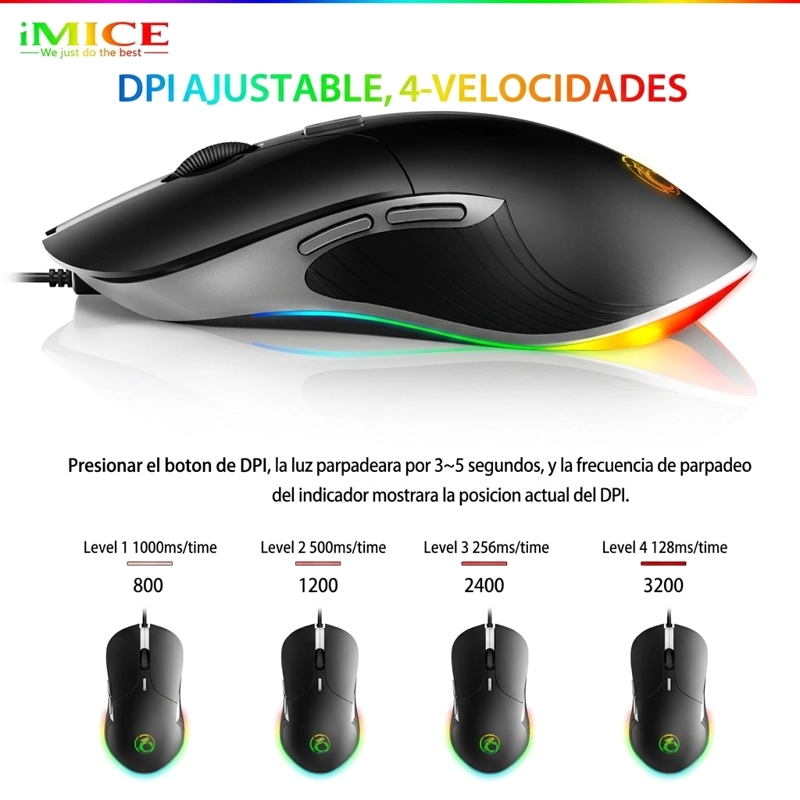 MOUSE IMICE GAMER PREMIUM X6 3200 DPI RETROILUMINADO - 5