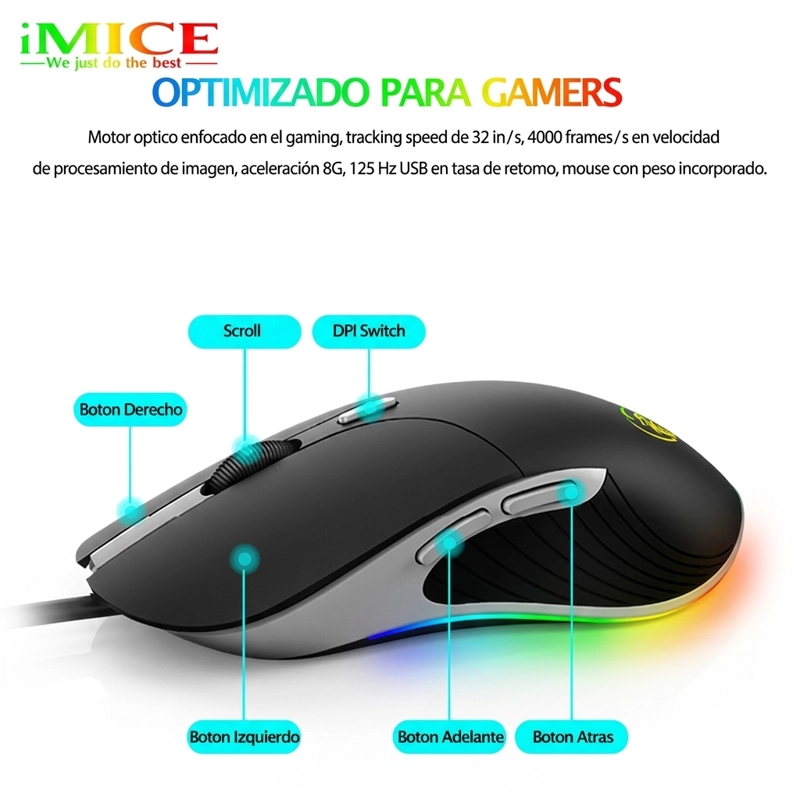 MOUSE IMICE GAMER PREMIUM X6 3200 DPI RETROILUMINADO - 7