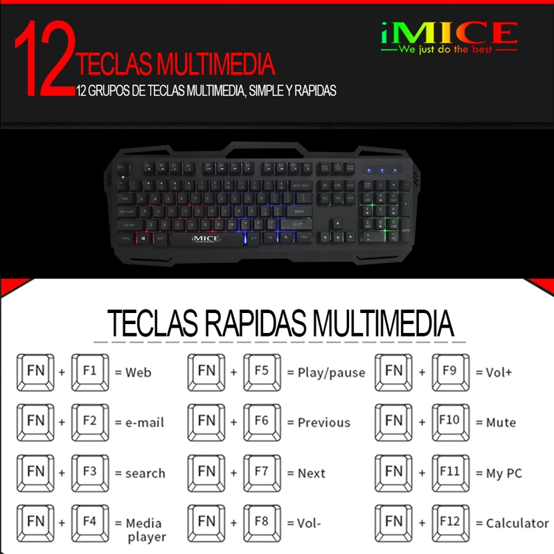 TECLADO GAMER UNIVERSAL IMICE PREMIUM AK 400 GAMER RETROILUMINADO - 7