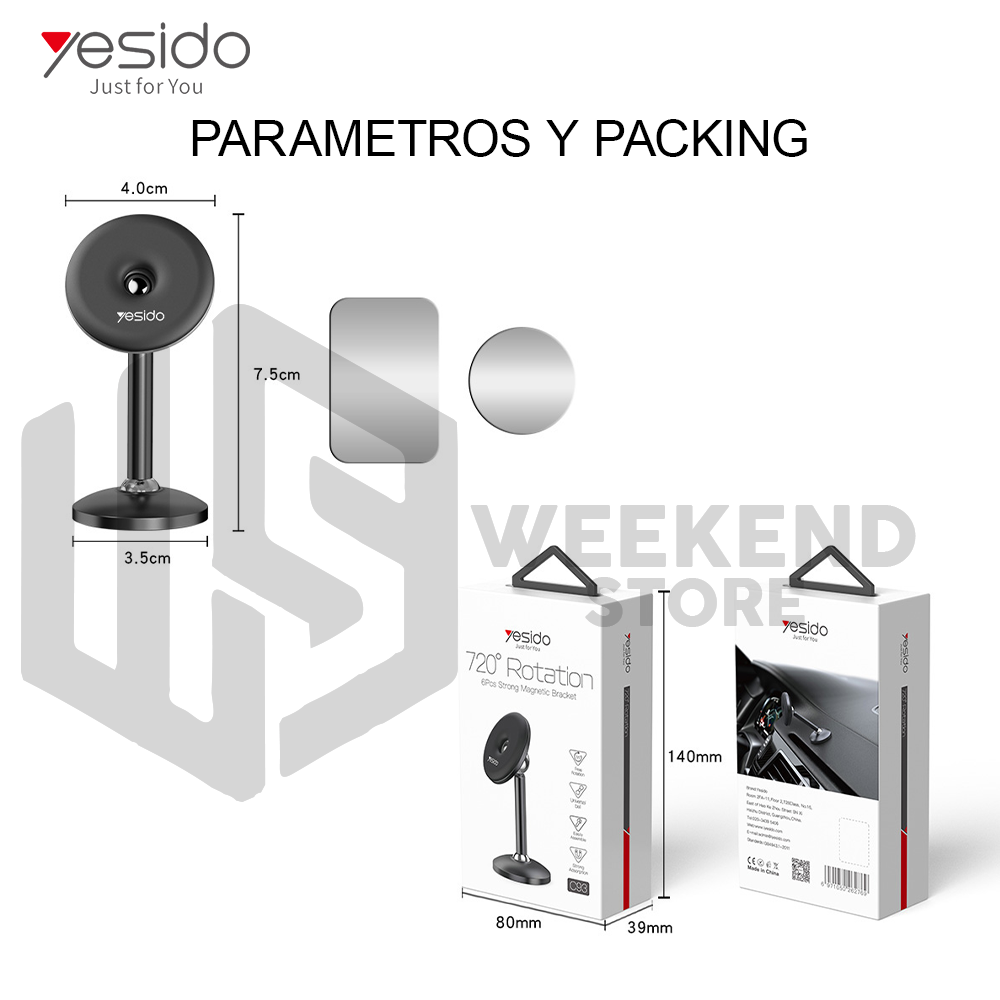 SOPORTE HOLDER PORTA CELULAR MAGNETICO MARCA YESIDO C93 - 2