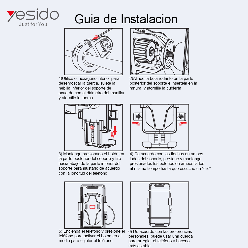 SOPORTE PORTA CELULAR YESIDO HOLDER MOTO BICICLETA C94 - 2