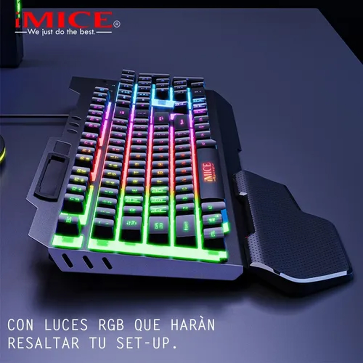 TECLADO GAMER UNIVERSAL IMICE GK-700 RGB CON REPOSA MANO GAMING - 3