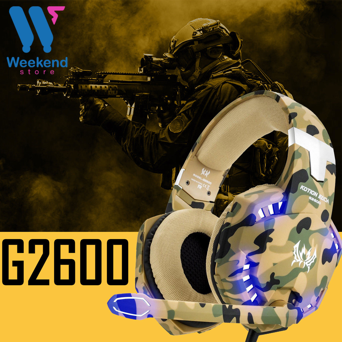 AUDÍFONOS GAMER KOTION EACH HEADSET STEREO G2600 LUZ LED - 7