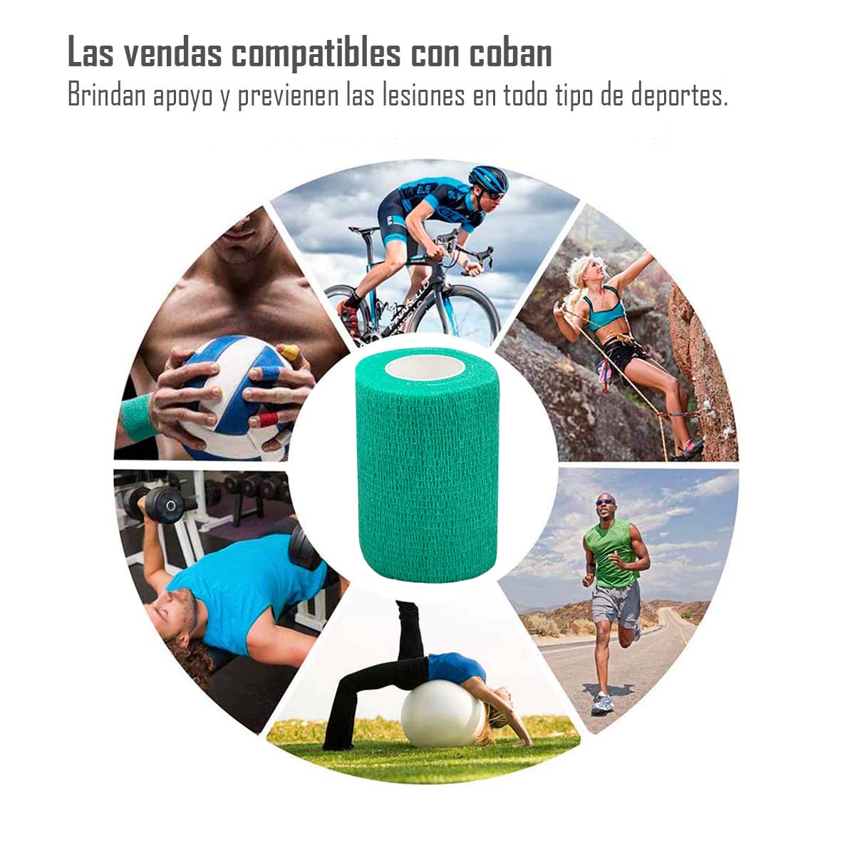 VENDA AUTOADHERENTE COMPATIBLE CON COBAN 10CM X 4.5MT- 1 UND VERDE - 2
